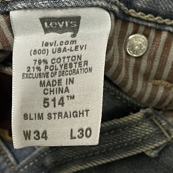 Vintage Levis 514 Slim Straight Jeans W34 L30 Denim Blue - Picture 5 of 12